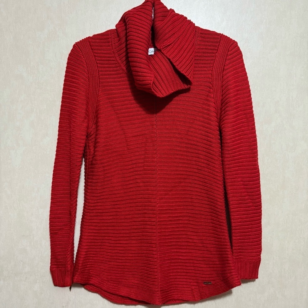 Calvin‎ Klein Red Cowl Neck Knit Sweater